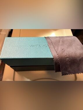 Two Vint & York Black & Teal  Eyewear Cases with BONUS microfiber cleaning Cloth